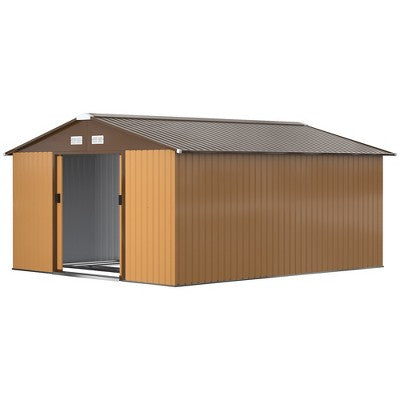 Garden Metal Shed, Storage Shed Utility Storage with Double Locking Doors for Bike Tools