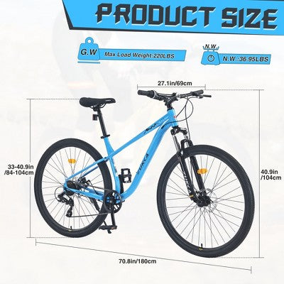 Gulches 29 Inch Wheels Single Speed Mountain Bike, for Men Women Boys and Girls, Front Suspension, Steel Frame