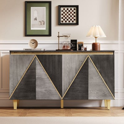 Okak Retro Sideboard Buffet Cabinet with Storage and 4 Door, Accent Cabinet with Adjustable Shelves for Kitchen Dining Room Entryway