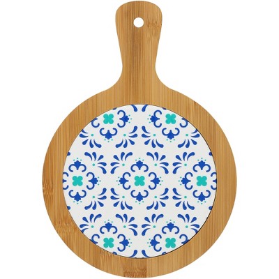 Pavilion Gift Company - Teal & Blue - 10.5" Bamboo & Ceramic Tile Trivet - Trivets