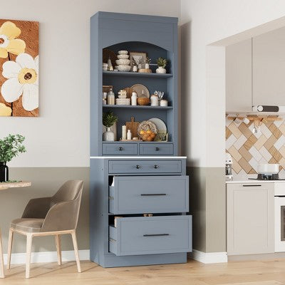 Whisen 83.7" Kitchen Pantry with 5 Drawers & Adjustable Shelf