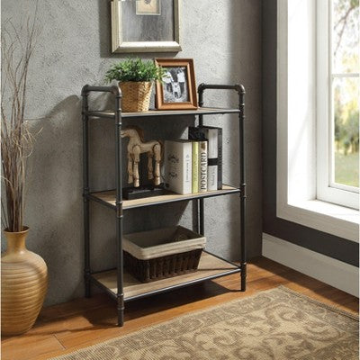 CAVINAS Industrial 3/4/5-Tier Bookshelf with Metal Frame,36" Open Shelf Bookcase with Wood Veneer,Modern Book Shelves for Bedroom,Living Room
