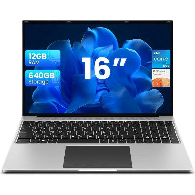 jumper 16 Inch Laptop Computer, 12GB RAM 640GB Storage, 1 Year Office 365, 5305U Processor, 1200p IPS FHD Display, WiFi-5, USB-A&C, HDMI, 38Wh Battery