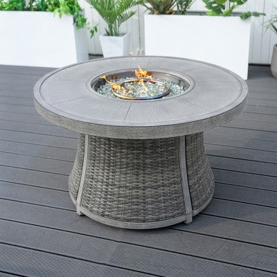 Moda Furnishings 24.6'' H x 42'' W Aluminum Propane Outdoor Fire Pit Table with Lid