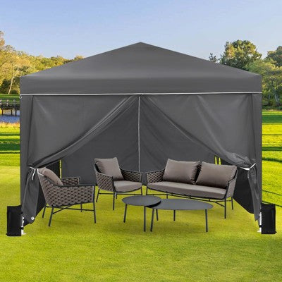 10x10 Pop Up Canopy with 4 Sidewalls, Outdoor Portable Instant Canopy Tent, Waterproof Pop Up Tent, Versatile Gazebo for Camping, Outdoor Parties