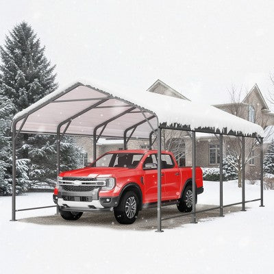 Heynemo 12x20 FT Metal Carport, Heavy Duty Canopy with Updated Roof & Enhanced Base, Multi-Use Carport Garage for Car