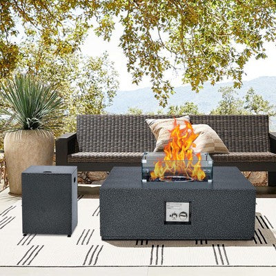 COZONY 36/48/56" Propane Fire Pit Table, 50,000 BTU Dual-Use Outdoor Heater with Wind Guard & Cover