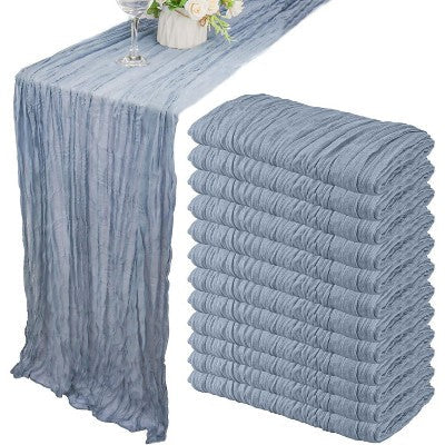 LISM Polyester Boho Gauze Table Runner Rustic Cheese Cloth,35''x120'',12 Pack