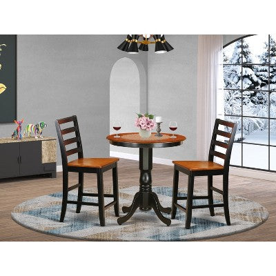 HomeStock Counter Height Set-Pub Table And Kitchen Bar Stool, Black