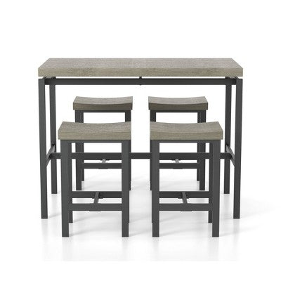 5pc Kaystone Curved Seats Counter Dining Table Set Gray/Black - HOMES: Inside + Out: Industrial Style, Wood Veneer, Metal Frame