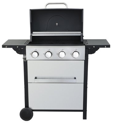 Kumasinova 4-Burner Propane Gas BBQ Grill,34200BTU Output,Stainless Steel Grills with Wire-Enameled Cooking Grids,Foldable Side Tables&Thermometer