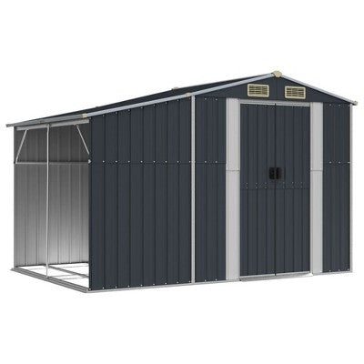 vidaXL Garden shed Metal Outdoor Storage Anthracite - Galvanized Steel Tool shed for Patio, Backyard, or Garden with Ventilation and sloped roof