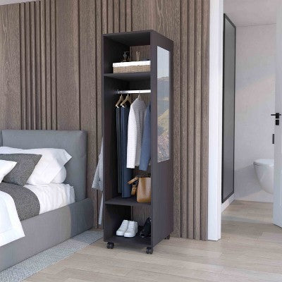 CAVINAS Tall Wardrobe Closet,Bedroom Storage Armoire with Mirror,2 Shelves,Dedicated Clothing Rod,Wardrobe Cabinet for Bedrooms,Dressing Room