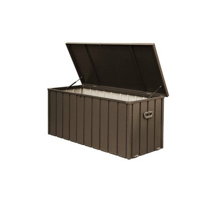 WELLFOR 150 gal Outdoor Waterproof Storage Steel Deck Box Dark Brown