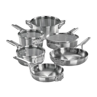 Calphalon Premier 10pc Stainless Steel Space Saving Cookware Set: Stackable Pans, Tempered Glass Lids, Induction Safe