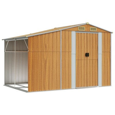 vidaXL Garden Shed Metal Storage/Galvanized Steel Light Brown Outdoor Shed