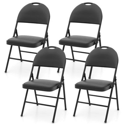 Costway 2/4/8/10/12 PCS Folding Padded Party Chairs with Metal Frame PVC Leather Stackable Chairs