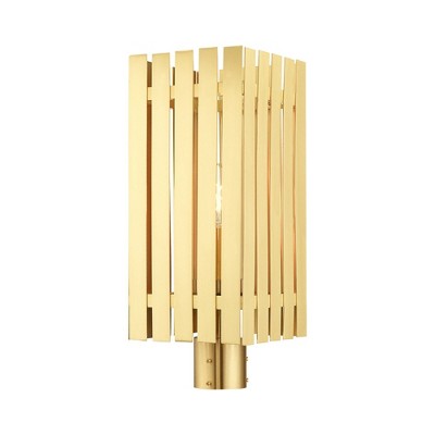 Livex Lighting Greenwich 1 - Light Post Light in Satin Brass