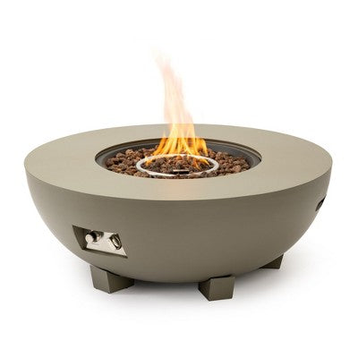 Mondawe 36 Inch Grey Round Iron Fire Pit Table,Adjustable Flame Multi Functional Tabl