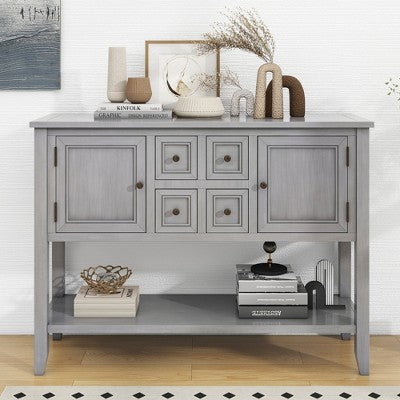 Vintage Console Table, Buffet Sideboard Cabinet with Four Small Drawers and Bottom Shelf-ModernLuxe