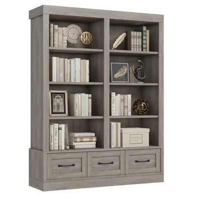 64 Inch Tall Bookshelf with 3 Drawers & 4-Tier Double Wide Shelves, Large Storage Bookcase for Library, Office, Living Room