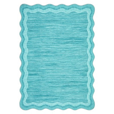 Washable Scalloped Rugs for Living Room Bedroom, Modern Solid Non Slip Rugs for Nursery Room Kids Room, Large Low Pile Carpet for Dining Room