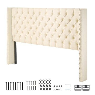 VEVOR Headboard, King Size Headboard with Adjustable Height, Comfortable Diamond Tufted for King Size Bed, W84.1 x H (54.33-60.24) x D 8.27 in, Beige