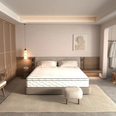 Wooakway Full Size 74.8" L 53.9" W 12" H Hybrid Mattress in a Box with Gel Memory Foam Individually Wrapped Pocket Coils Innerspring