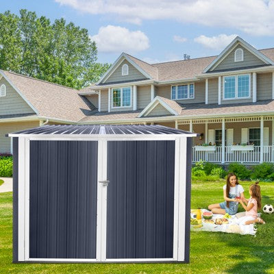 Gulches Bicycle Outdoor Steel Storage Shed ,Stores 4 Bikes for Backyard, Patio, Garage, Lawn, Grey