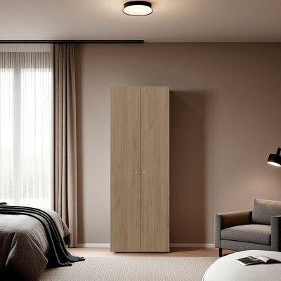 CAVINAS Armoire Wardrobe Closet,Tall Wardrobe Cabinet with 2 Doors and 4 Shelves,Wooden Wardrobe for Bedroom,Dressing Room,Apartment
