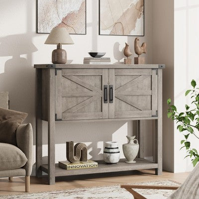 Farmhouse Entryway Table with 2-Door, Console Table with Storage Shelf, Sofa Tables Buffet Sideboard