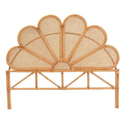 bali & pari King Flower Rattan Standalone Headboard Light honey: No Assembly, Spot Clean, 59.1" Height