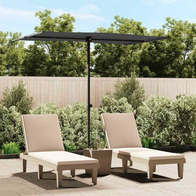 Aghana Digitals Anthracite UV-Resistant Polyester Garden Parasol with Height Adjustment & 180°