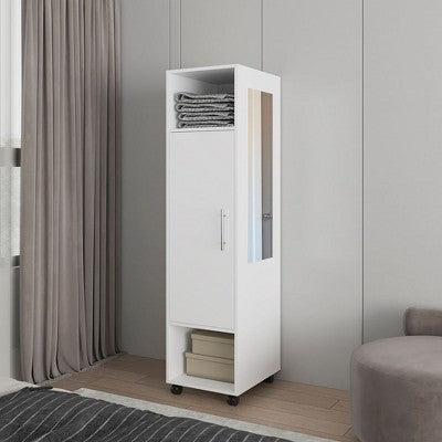 Kumasinova Wardrobe Closet,Bedroom Storage Cabinet with Door,Mirror,2 Spacious Shelves,Clothing Rod,Storage Aacrmoire for Bedroom,Dressing Room