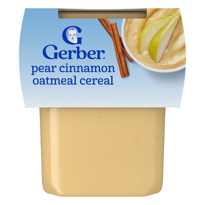Gerber Pear Cinnamon Baby Oatmeal Cereal Tub – 4oz/2ct