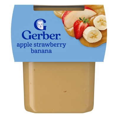 Gerber Baby Food Stage 2 Apple Strawberry Banana Puree Tub - 4oz/2ct