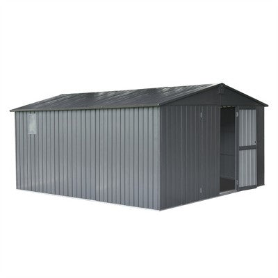 CLIHOME 11x12.5Ft Patio Galvanized Steel Frame Storage Shed,Garden Shed Metal Utility Tool Storage Room with Double Lockable Doors