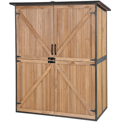 Aivituvin Wooden Garden Shed with Metal Frame | Adjustable Shelf for Outdoor Storage-AIR98/99
