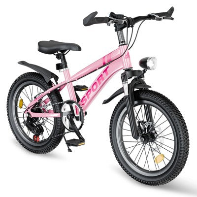 Okak 20/24IN Kids Mountain Bike with 7-Speed Gears and Dual Disc Brakes, Toddler Bike with Dual Disc Brakes and Shock Absorber for 7-12
