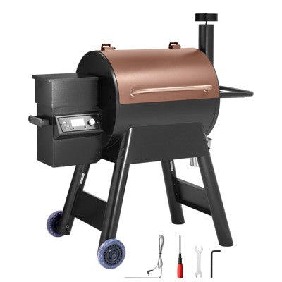 VEVOR Wood Pellet Grill Smoker, 8 in 1 BBQ Grills for Outdoor Cooking, 575 Square Inches Cook Area Electric Grill, 500°F Max Temperature, Black
