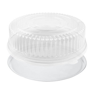 Smarty Had A Party 14" Clear Round Plastic Trays w/ Lids - 25 Sets