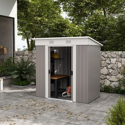 Kumasinova 4x6/7 Ft Metal Outdoor Storage Shed with Double Sliding Doors and 2 Air Vents for Garden,Patio,Backyard