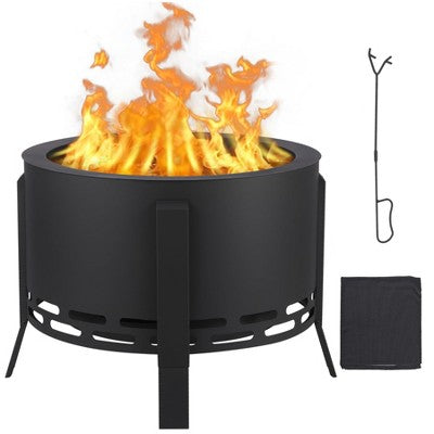 ODK 26" Smokeless Fire Pit with Removable Ash Pan, Wood Burning Firepit Table, Smokeless Outdoor Fireplace, Outdoor Fire Pits for BBQ, Camping