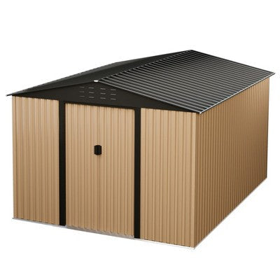 GustoWave Outdoor Storage Shed, Metal Garden Shed with Sloping Roof and Vents, Waterproof and Anti-UV, Sloping Roof Tool Shed