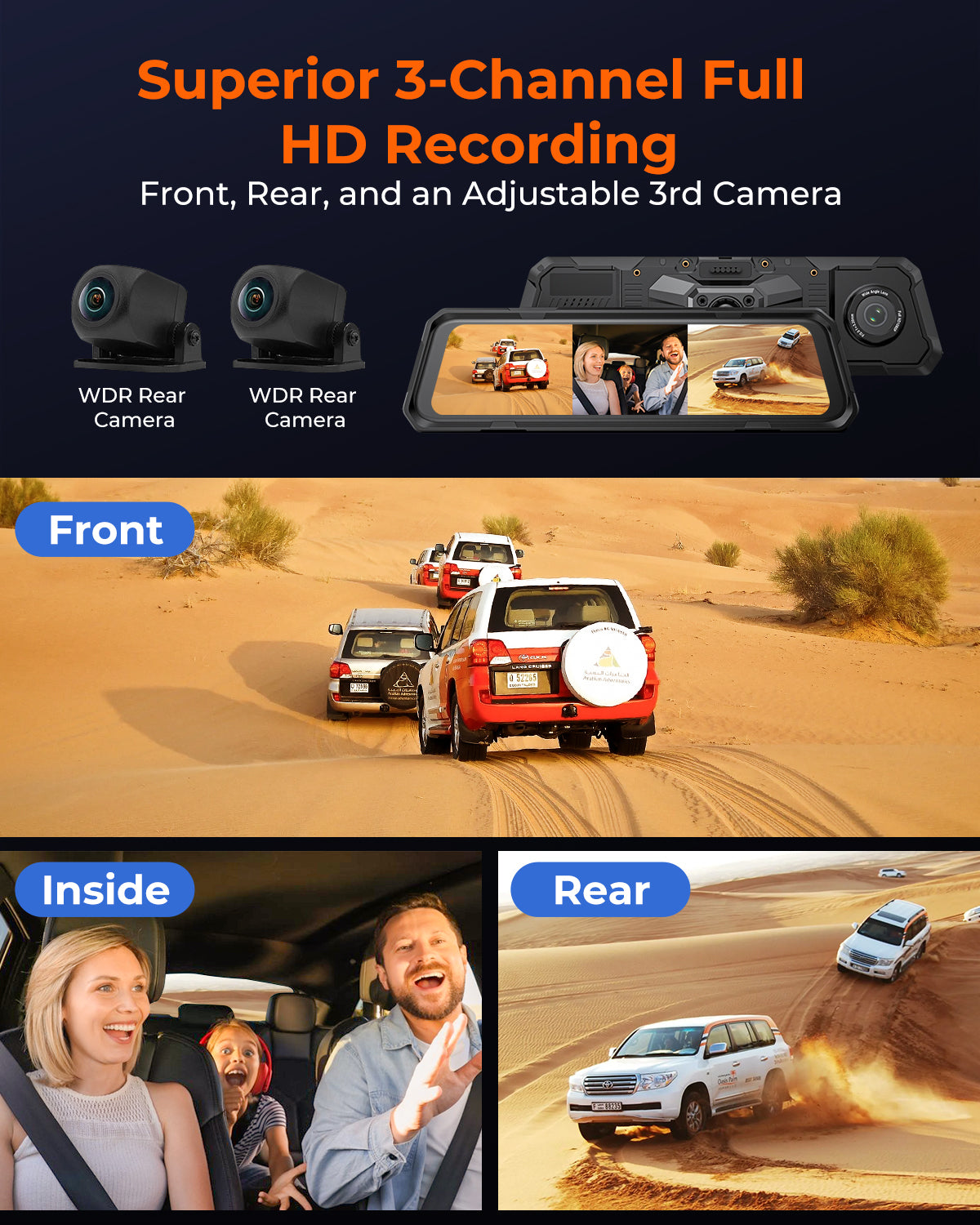 The Legend 3ch Waterproof Mirror DVR Switching System with 8-Gang in-Car Power Solid-State Switch Control Box