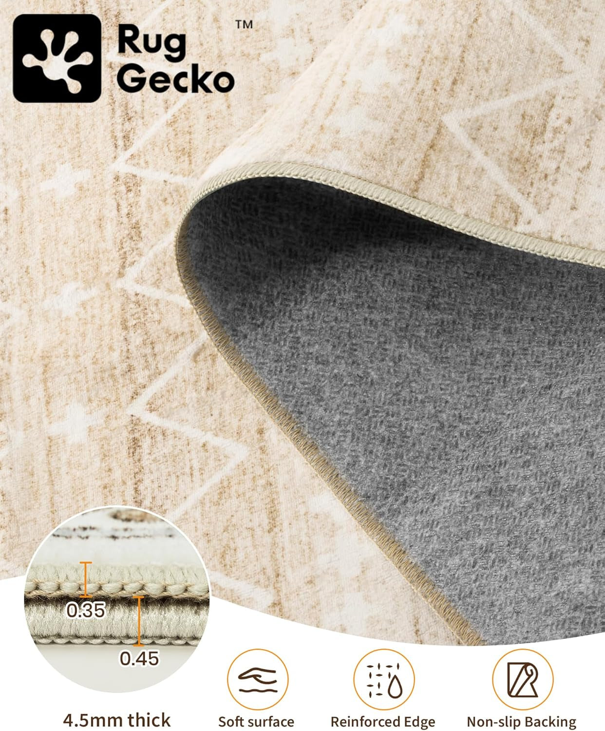 8X10 Area Rug for Living Room Moroccan Washable Rugs Non Slip Indoor Floor Carpet Foldable Large Soft Area Rug for Dining Room Bedroom with Low Pile(Beige,8'X10')