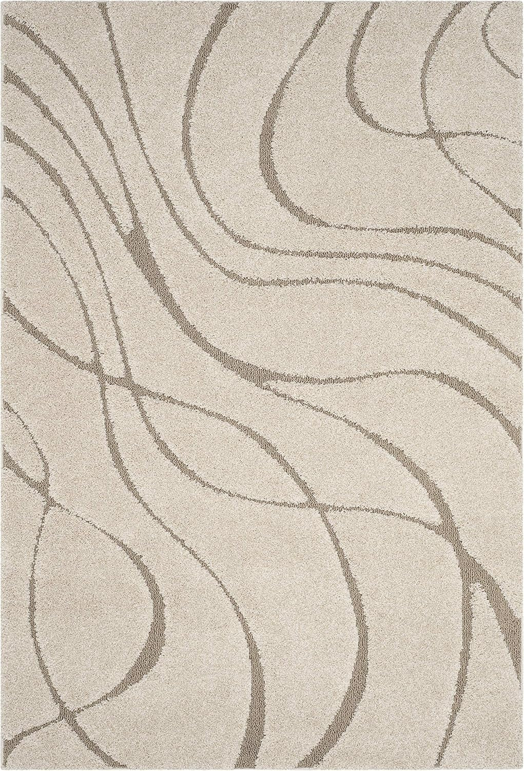 Florida Shag Collection Area Rug - 6' X 9', Cream & Beige, Non-Shedding & Easy Care, 1.2-Inch Thick Ideal for High Traffic Areas in Living Room, Bedroom (SG471-1113)