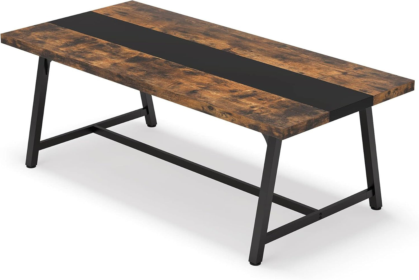 Dining Table for 8 People, 70.87-Inch Rectangular Wood Kitchen Table with Strong Metal Frame, Industrial Large Long Dining Room Table for Big Family (Rustic Brown)