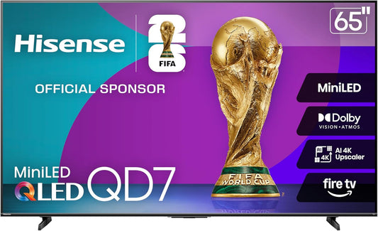 65" Class QD7 Series Mini-Led 4K UHD Smart Fire TV (65QD7QF, 2025 Model) - QLED, HDR10+, Dolby Vision, Dolby Atmos, Game Mode Plus, ALLM, Alexa Built in with Voice Remote, Streaming TV, Black