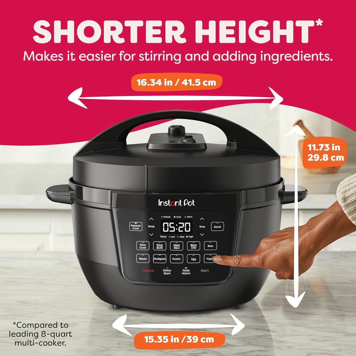 7.5QT RIO Wide, 7-In-1 Electric Multi-Cooker, Pressure Cooker, Slow Cook, Rice, Steamer, Sauté, Yogurt & Warmer, Wide Base, Large Searing Base, Whisperquiet Steam Release